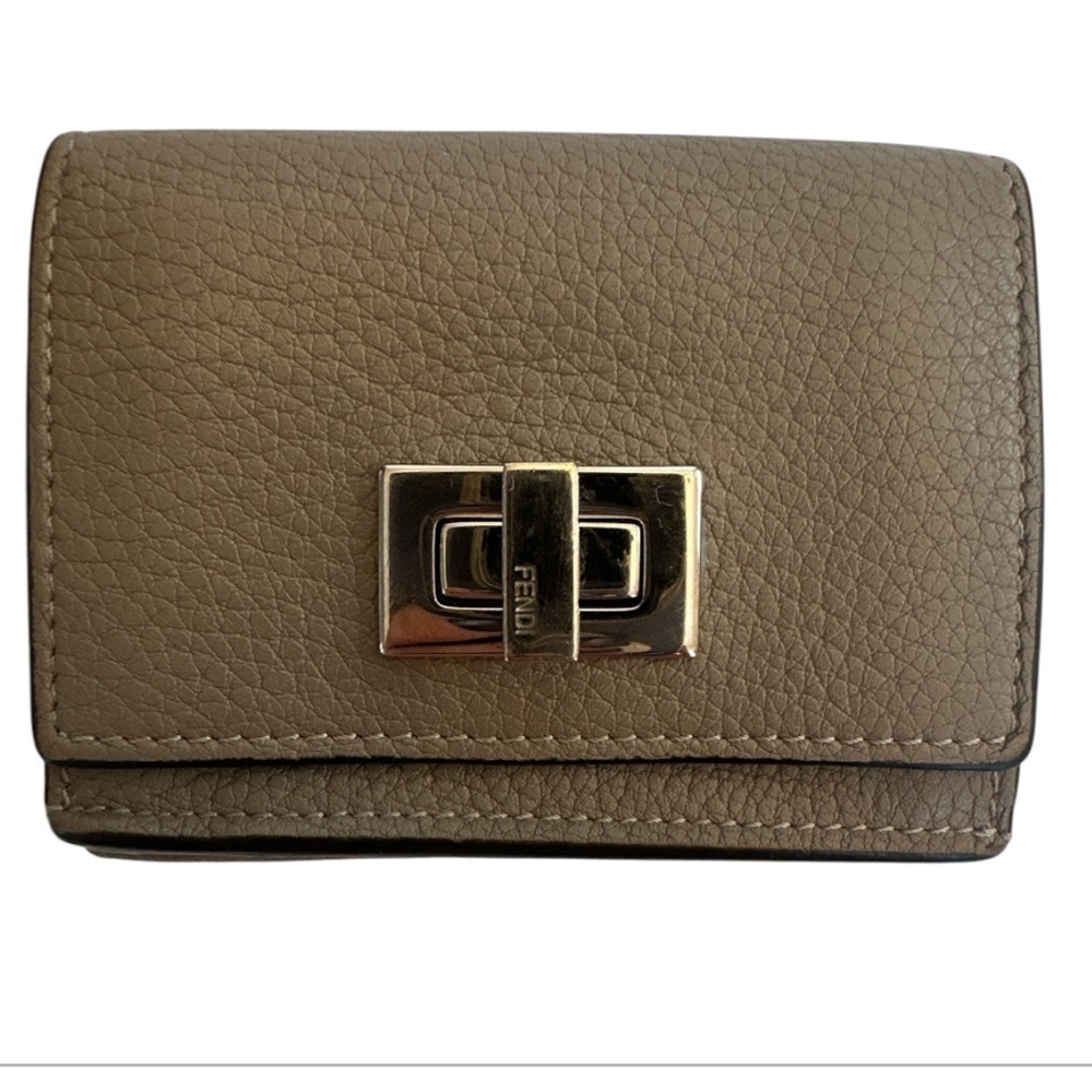 FENDI Tri-fold Leather Peekaboo Brown Womens Wallet PreLoved